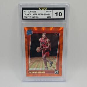 2021 Panini Donruss - Rated Rookie Orange Laser #236 Scottie Barnes Graded 10
